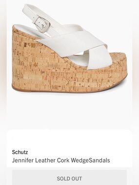 SCHUTZ White Leather Cork Platform Wedge Sandals 👡